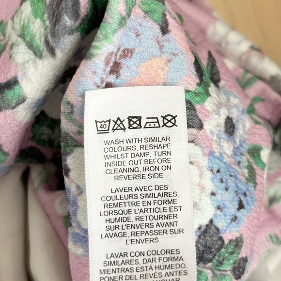 ASOS DESIGN Long Sleeve Crop Top‎ Lace Up Front in Pink Floral Print, Size 8 - Picture 11 of 11